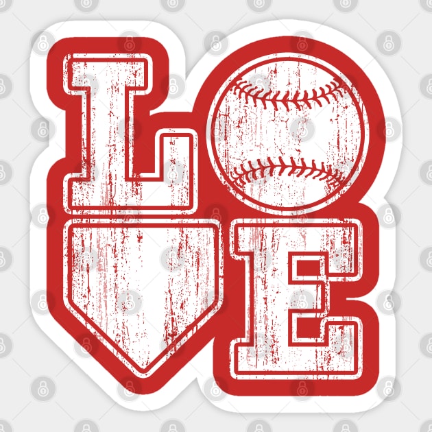 Love Baseball Vintage Distressed White Home Plate Sticker by TeeCreations